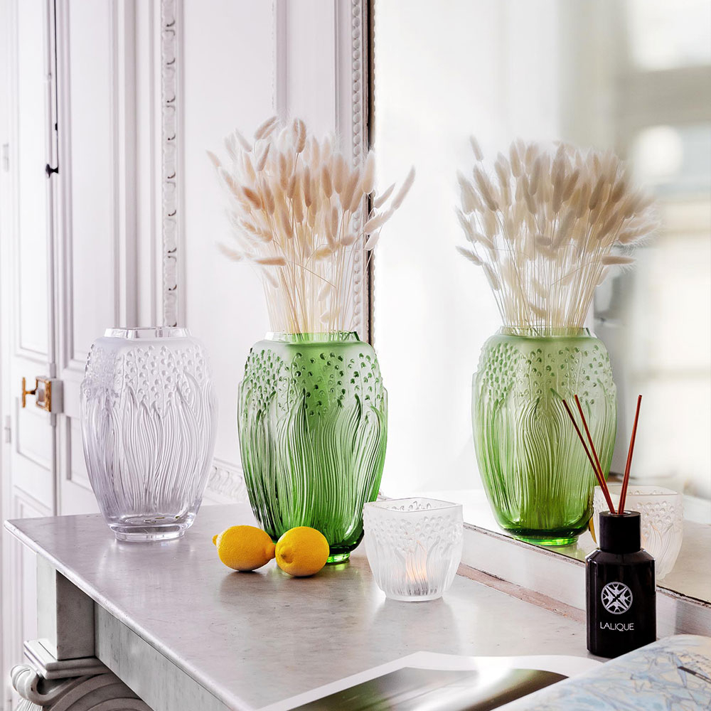 Ваза для цветов "Muguet" зелёная Lalique