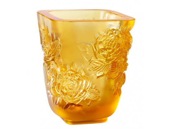 Ваза для цветов "Pivoines" янтарная Lalique