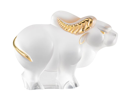 Статуэтка "Бык" белый с позолотой Lalique