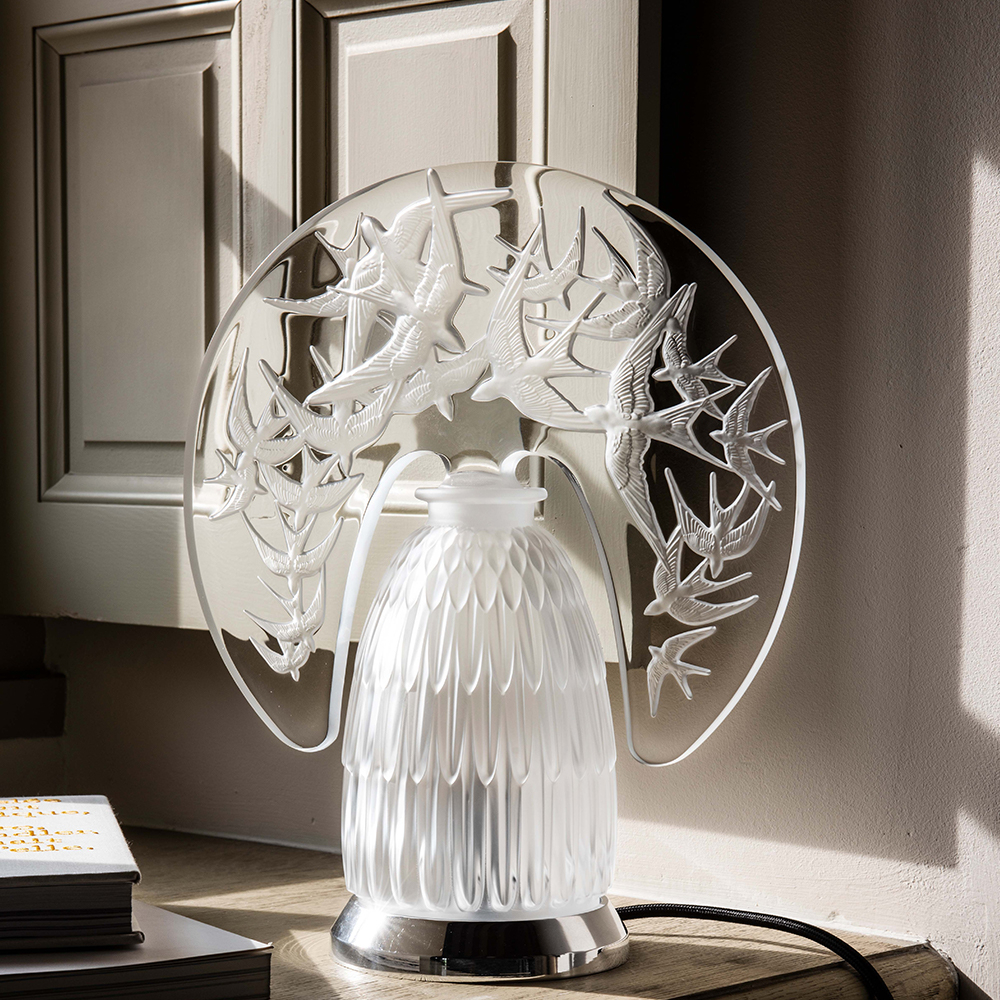 Лампа настольная прозрачная "Hirondelles" H=34,4 Lalique