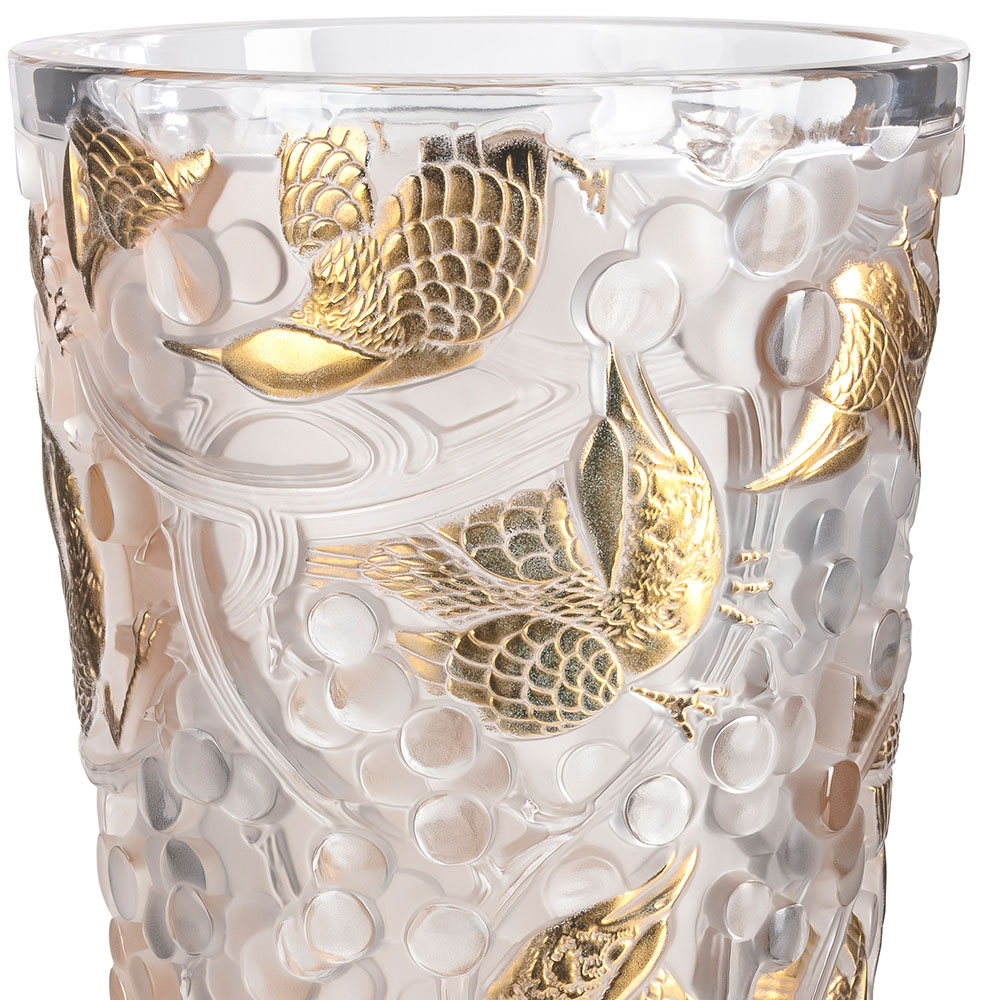 Ваза для цветов "Merles&Raisins" с позолотой Lalique