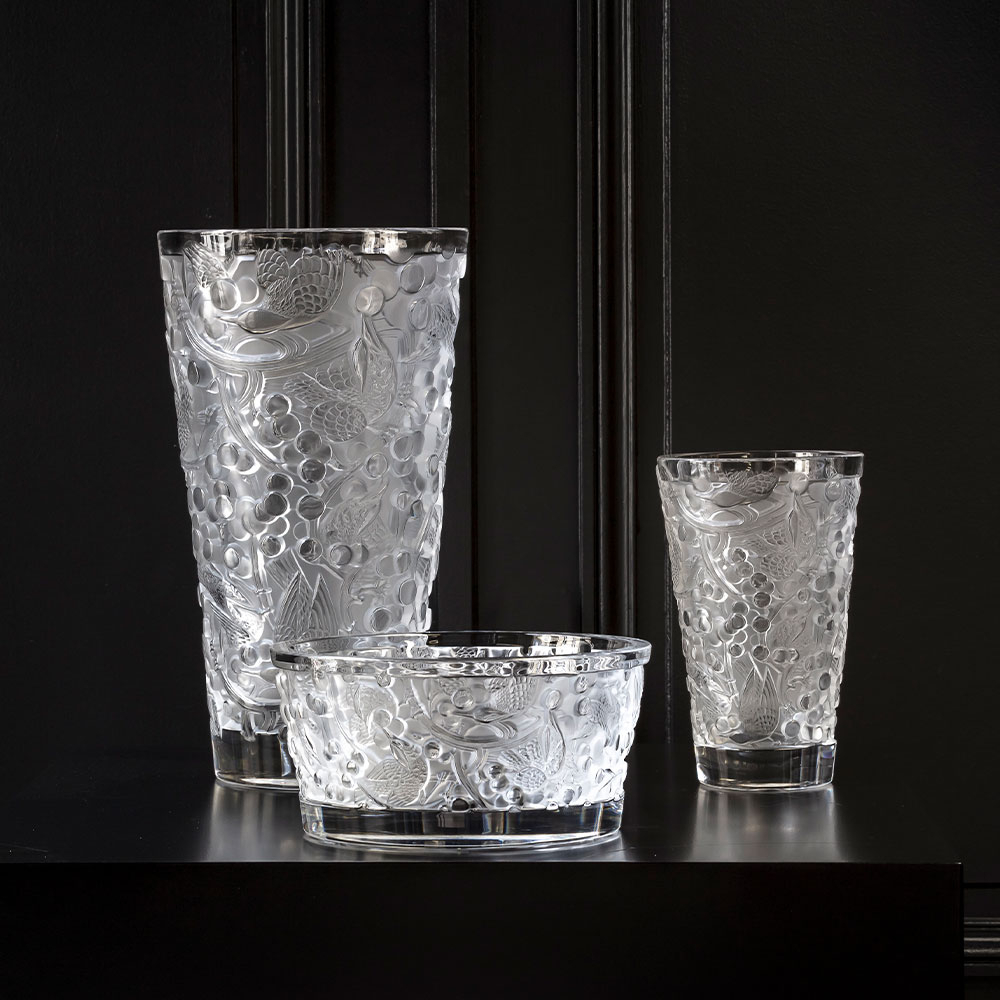 Ваза для цветов "Merles&Raisins" прозрачная Lalique