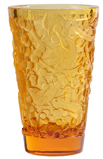 Ваза для цветов "Merles&Raisins" янтарная Lalique