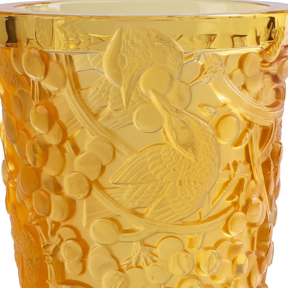 Ваза для цветов "Merles&Raisins" янтарная Lalique