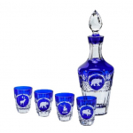 Набор из штофа и 4-х рюмок для водки "Hunt" синий Tsar Faberge
